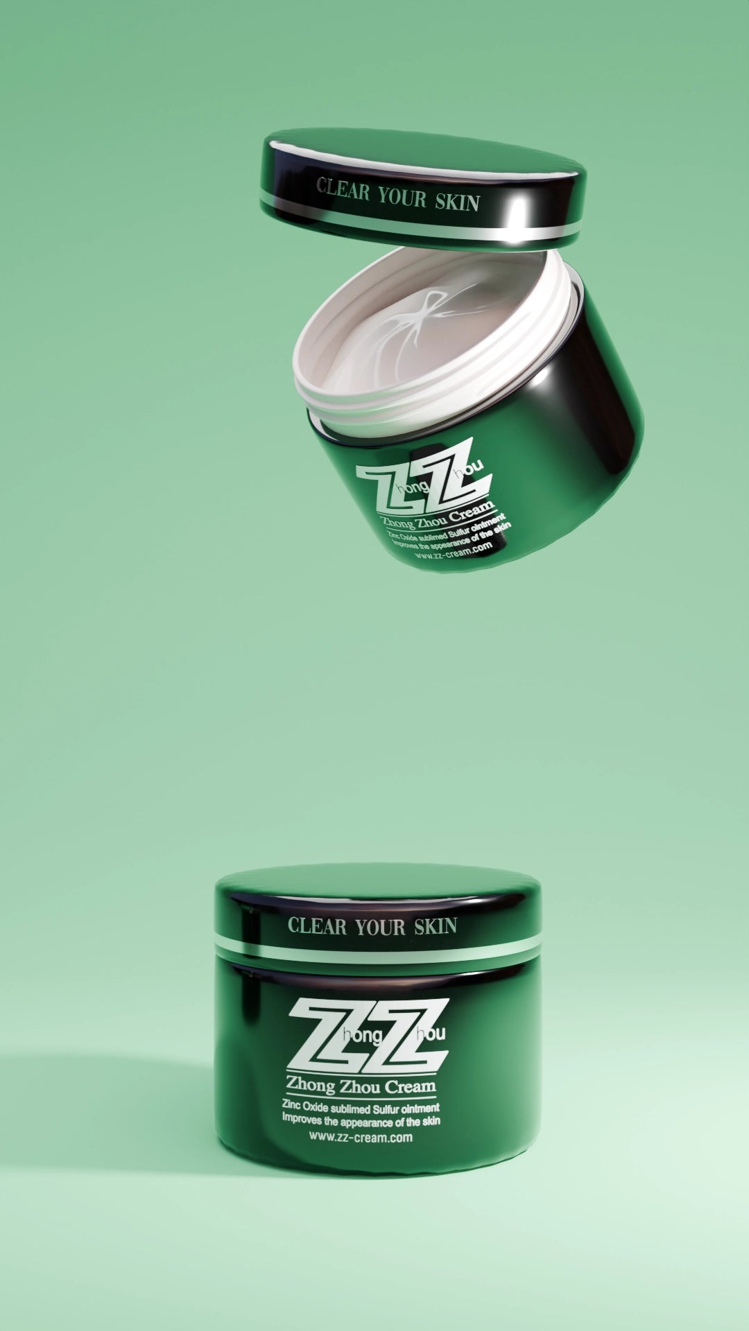 zz-cremen med grøn baggrund 